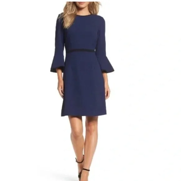 Eliza J Fit & Flare Dress, Size 8p - Navy at Nordstrom Rack
